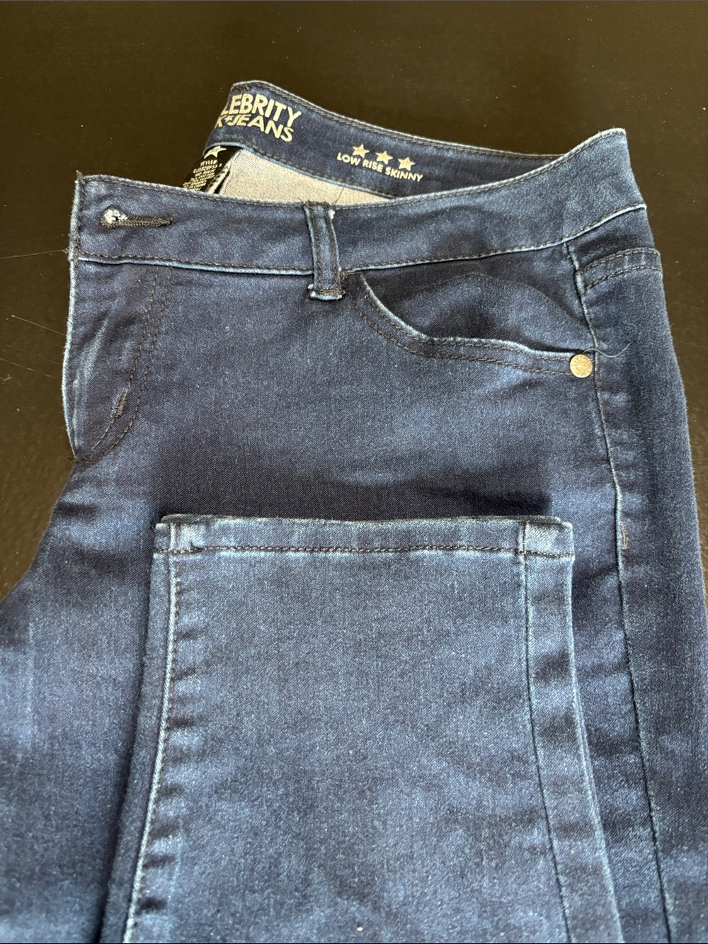 Low-Rise Skinny Jeans in Dark Blue